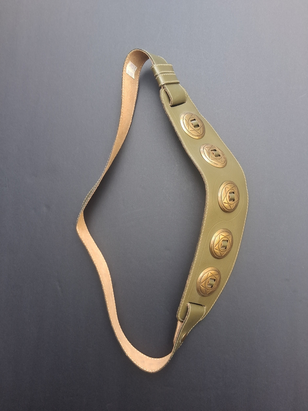 Vintage Olive Green Concho Statement Belt Wide Western Boho Cinch (One Size)